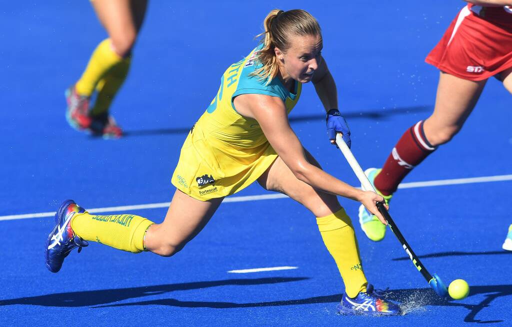Full speed: Emily Chalker is a veteran of the Hockeyroos side and will play her 250th match in Australian colours during her third Olympic campaign. Photo: Australian Olympic Committee. 