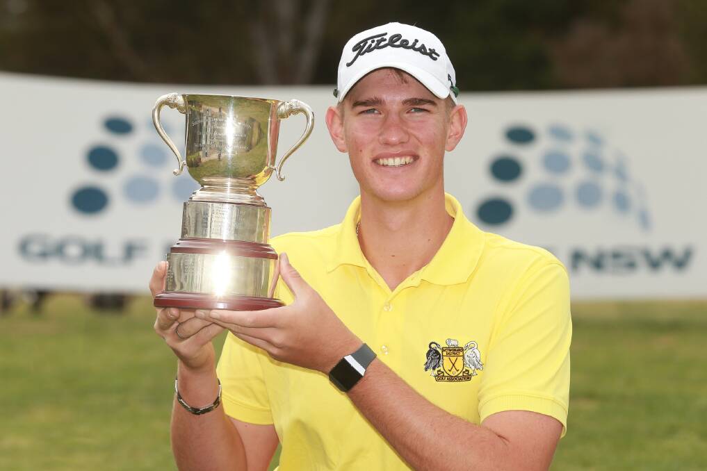 Winner: Josh Armstrong is all smiles after winning the NSW Country Championships which took place in Goulburn over the weekend and featured a field of over 120 players taking part. Photo: Golf NSW. 