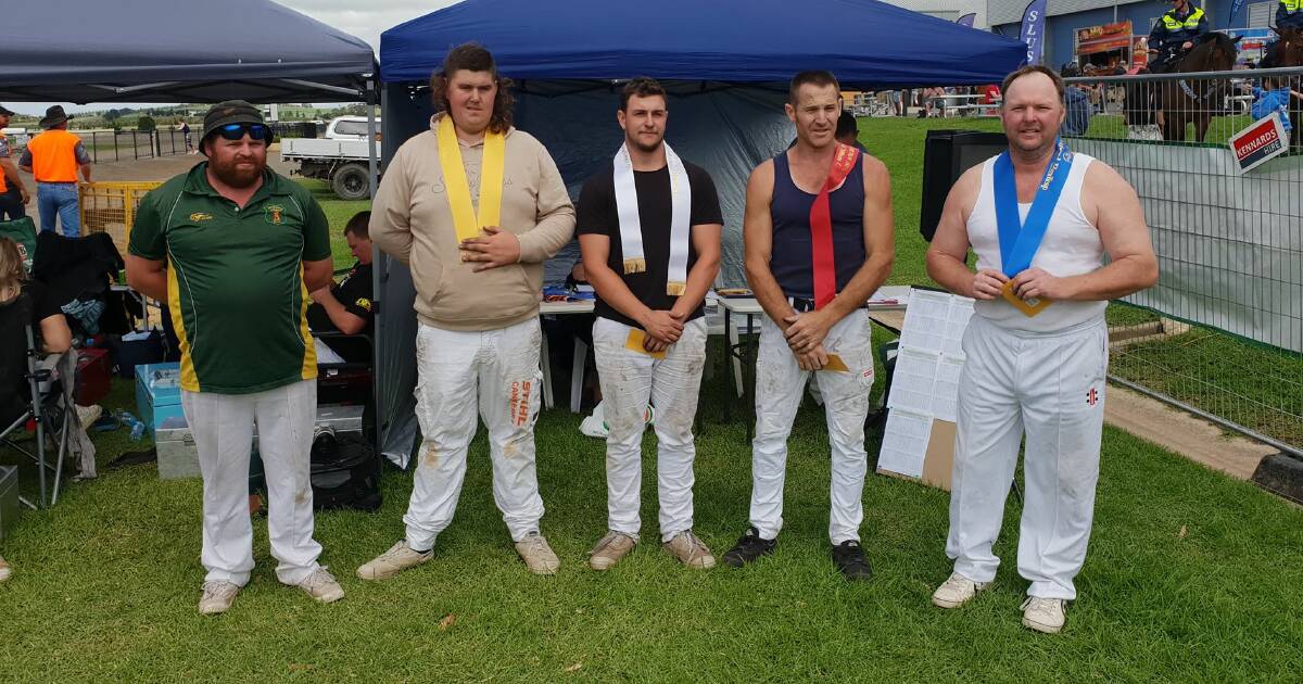 Winners: Frank McGrath (right) with his fellow placegetters and Aub Shepherd's grandson, Ben (far left), after his win on Sunday. Photo: Zac Lowe.