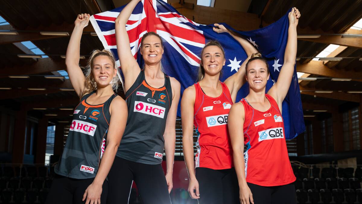 Opponents: Jamie-Lee Price and Caitlin Bassett (Giants), and Sarah Klau and Paige Hadley (Swifts) are some of the big names which could descend on Goulburn next month. Photo: Narelle Spanger