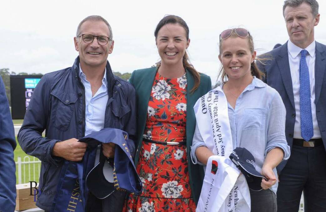 Trifecta: Jean Dubois (left) and Tash Burleigh (right) after claiming first and second in the Country Championships qualifier. Photo: Bradley Photos. 