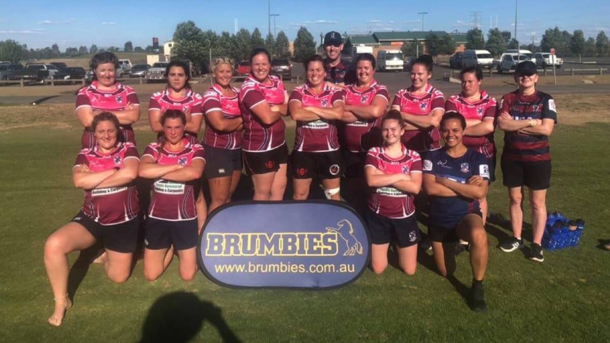 A long day: The Goulburn Dirty Reds women are proud following their victory in the Plate Championship in Wagga. Photo: Supplied.