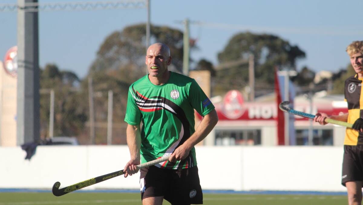 Glenn Turner watches the ball during Goulburn's 6-1 defeat of OCHC earlier in the season. Photo: Zac Lowe. 