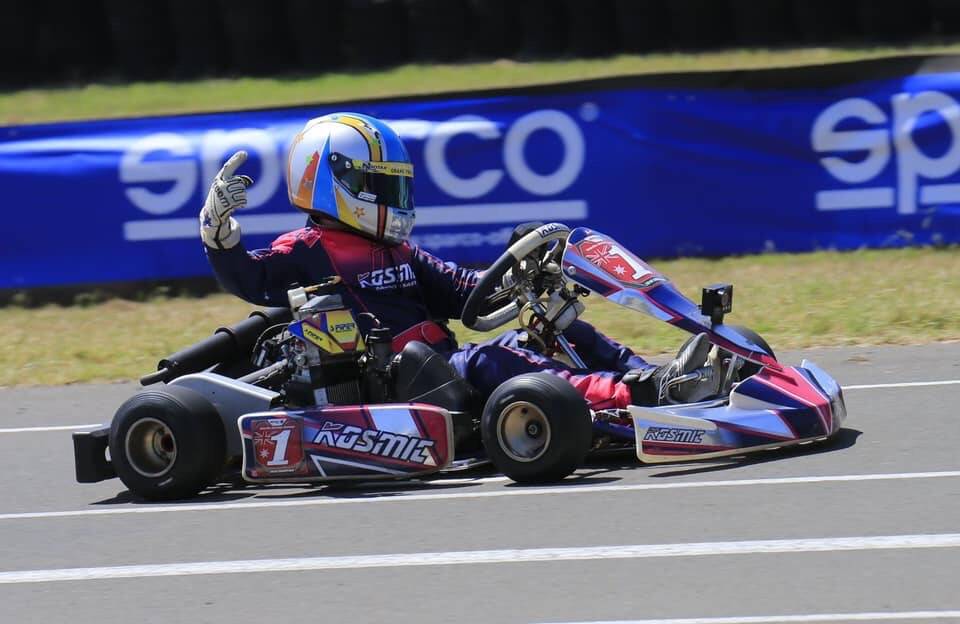 Winner: Costa Toparis is the one to beat in the Rotax Mini Max Australian Championships at the moment, following his win on Sunday March 10. Photo: Supplied.