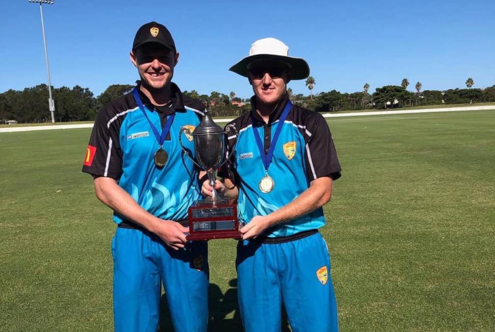 Pleased winners: Brad Smith (left) and Josh Watling are thrilled with their Country Championships victory over Central Coast on Sunday. Photo: Goulburn District Cricket Association. 