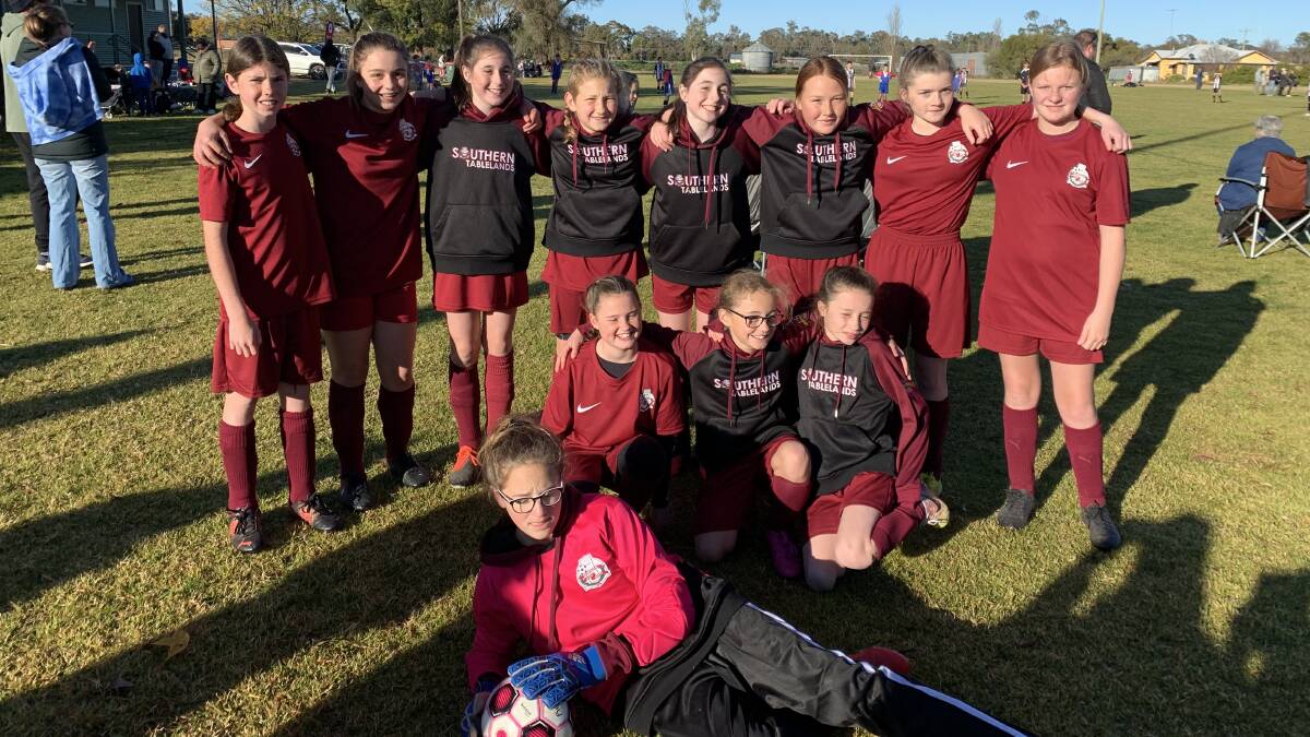 Well played: The STFA Under 12s Girls played well in Forbes, but the real highlight was the camaraderie they shared. Photo: Supplied.
