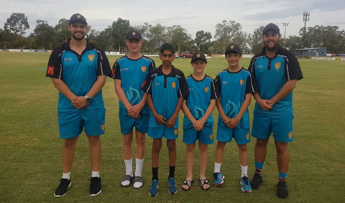 The team: The Under 14 representatives, from left, Jake Floros (coach), Sean Ward, Kareem Abdul, Cameron Herd, Patrick Craig, and Michael Minns (manager). Photo: Supplied.