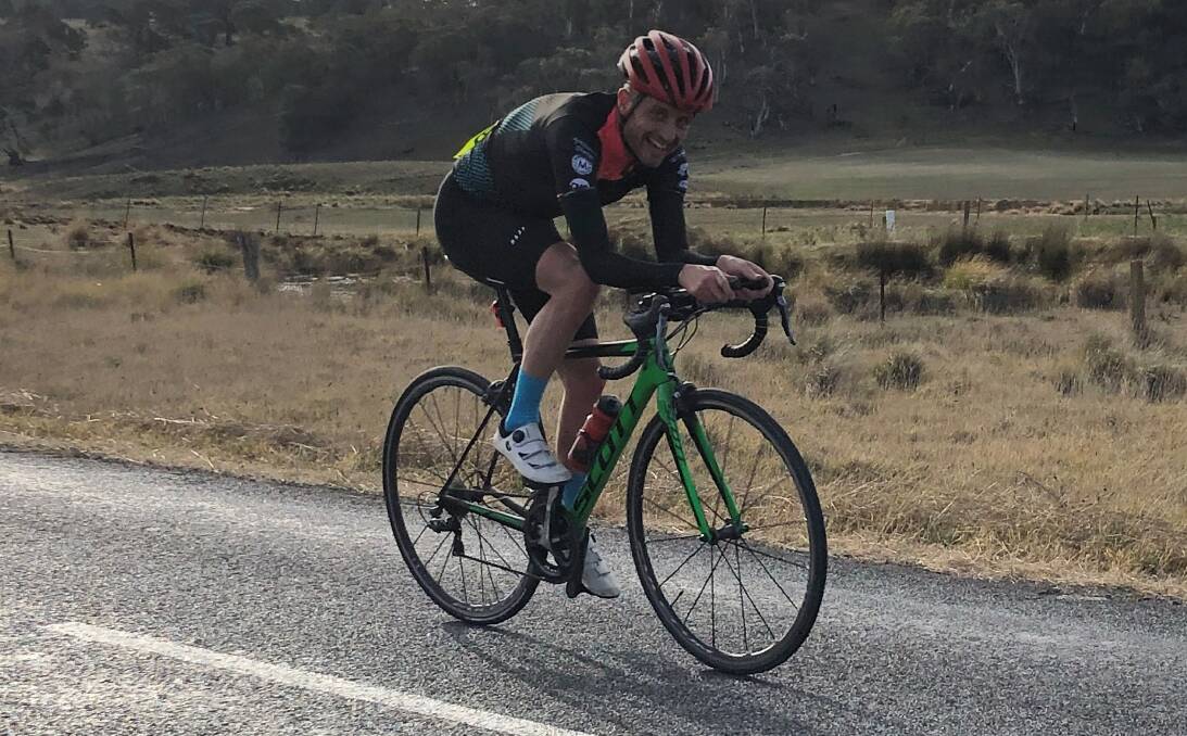 Go Gilly: Jeremy Gilchrist grins during a grueling time trial, in which he finished second, behind Robbie Dorsett, with a time of 32.49 and an average rate of 36.6kph. Photo: Supplied.