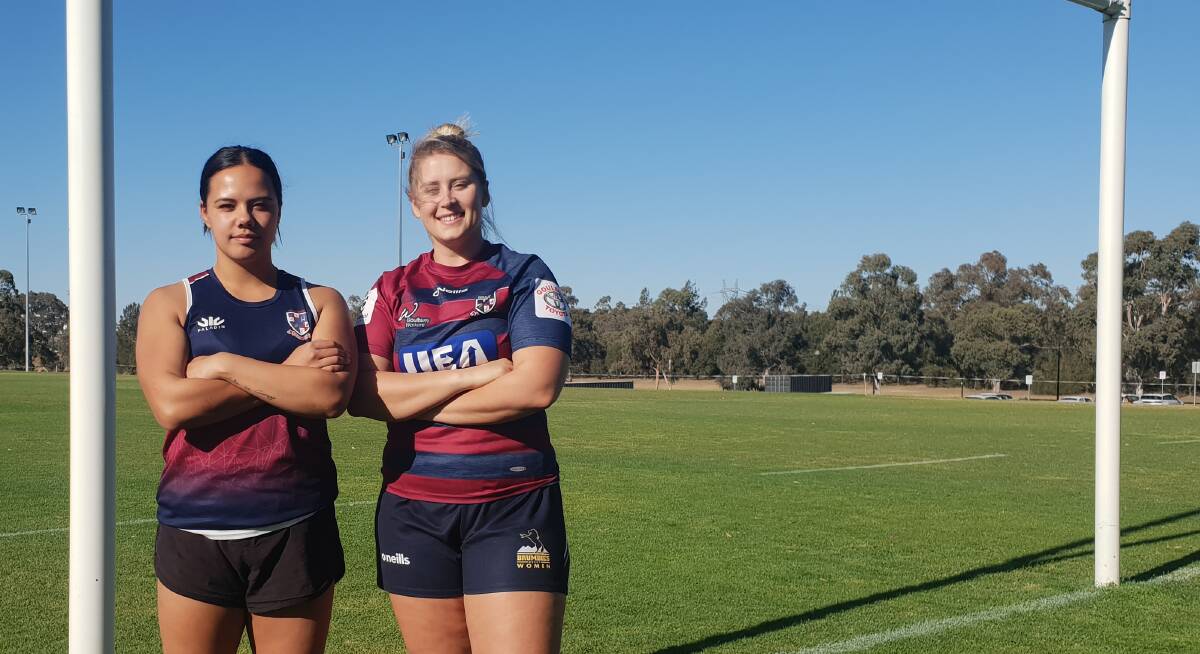 Selected together: Pearl Rakete (left) and Paige Penning at a Brumbies training session recently. Cudaj was absent for personal reasons. Photo: Zac Lowe.