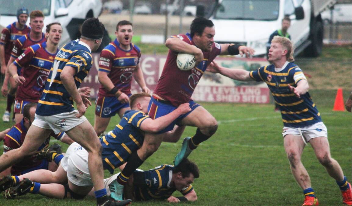 Battle on: The Bulldogs struggled to continue the momentum they had built in the first half against the Woden Rams on Saturday. Photo: Zac Lowe.