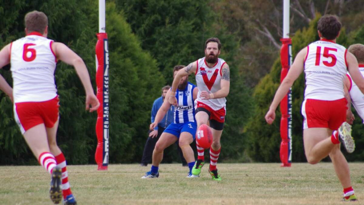 Strong start: The Goulburn Swans enjoyed a strong start on Saturday against ANU, setting up a fascinating clash with reigning premiers, the Yass Roos, next week. Photo: Darryl Fernance.