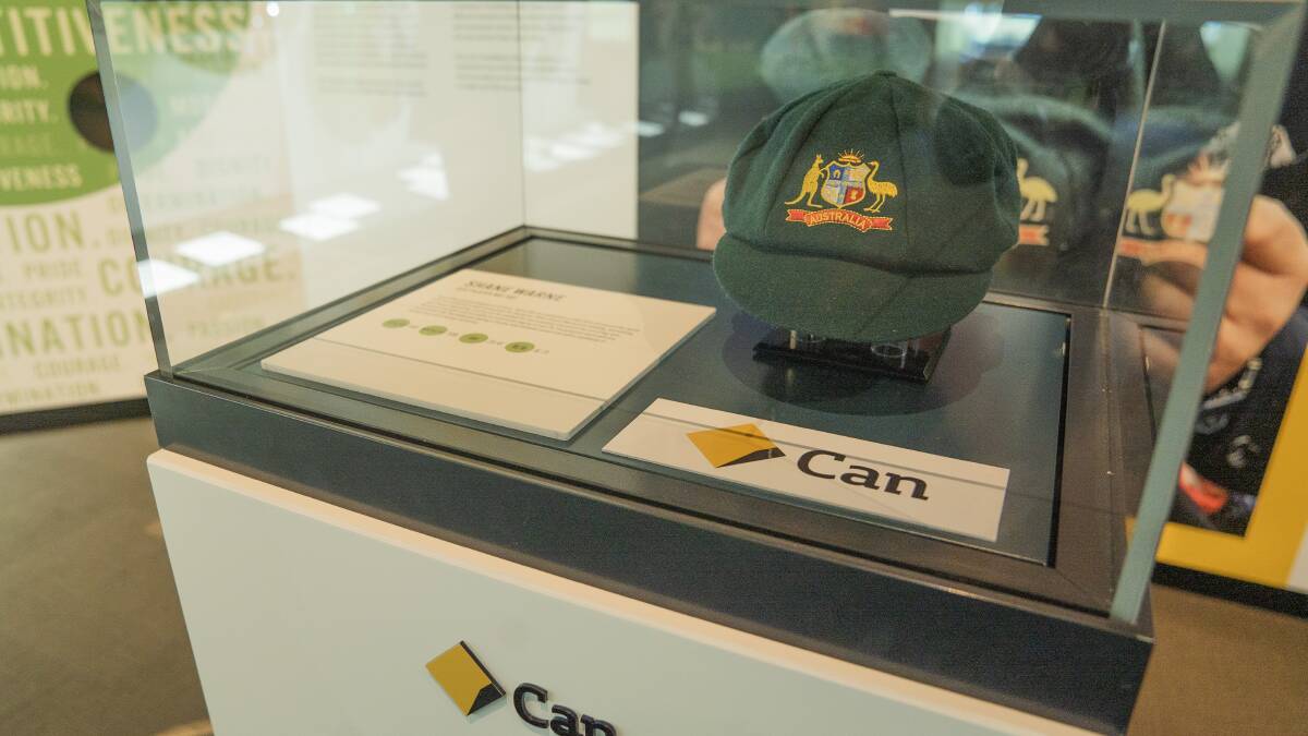 On display: Shane Warne's cap will rest among the caps of many legendary Australian cricketers at Bowral's Bradman Museum. Photo: Supplied.