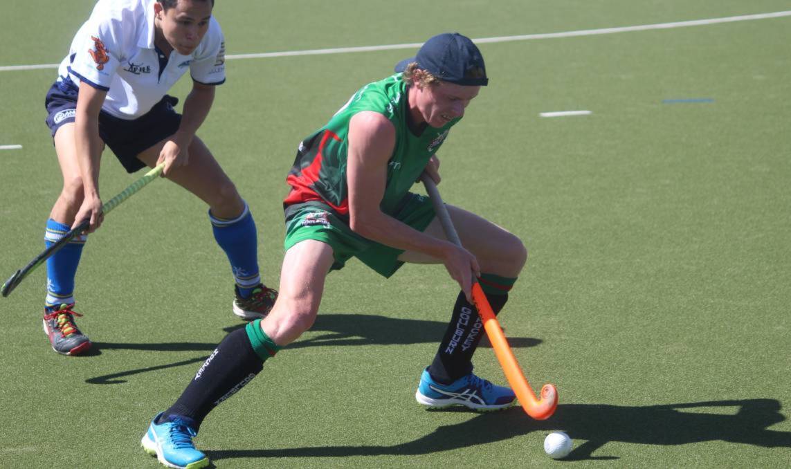 On target: Jake Staines (pictured) scored two goals in Goulburn's win while his brother, Ben, slotted one to keep Canberra alive against the Perth Thundersticks in Perth on Saturday. Photo: Zac Lowe.