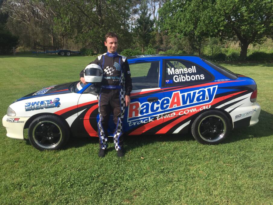 Ready to drive: Local commentator Lachlan Mansell took to the track on the weekend to show off his skill in a Hyundai Excel. Photo: Supported.