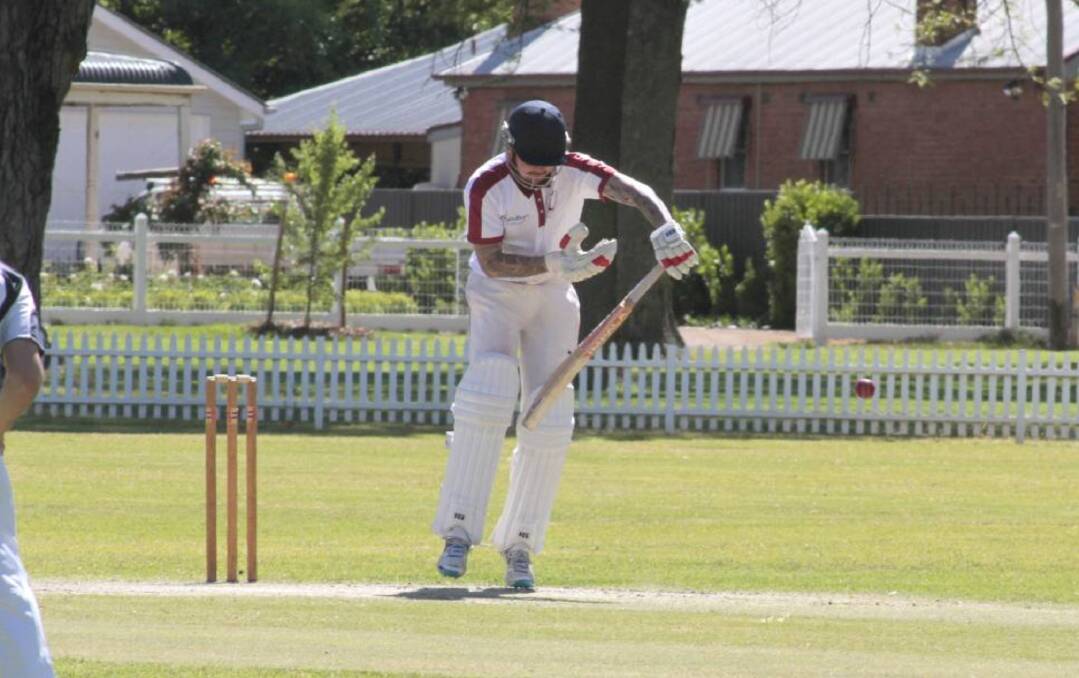 Back foot: Jack Murdoch defends the ball during Goulburn's Stribley Shield campaign. A number of Goulburn's senior batsmen have failed to perform in both matches so far. Photo: Kelly Manwaring. 