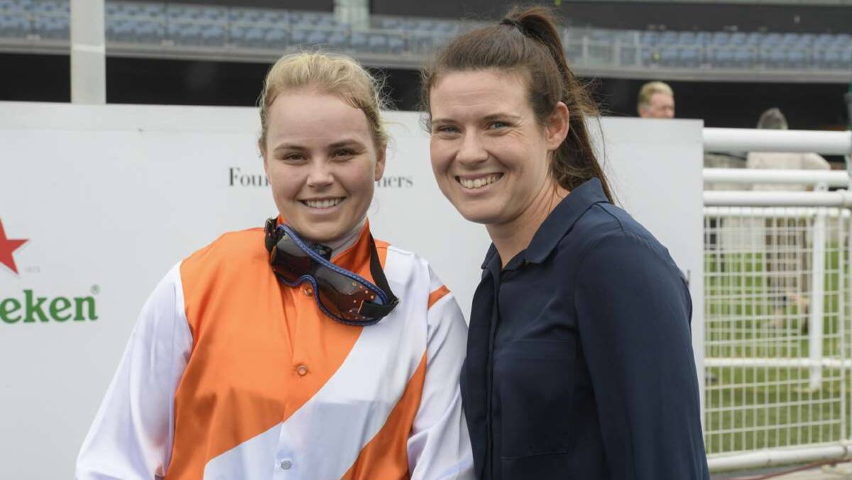 Important lessons: Danielle Seib (right) with jockey Winona Costin. Seib's work with Assault'n'bathory has come to fruition with a place in this weekend's Country Championships qualifier. Photo: Bradley Photographers. 