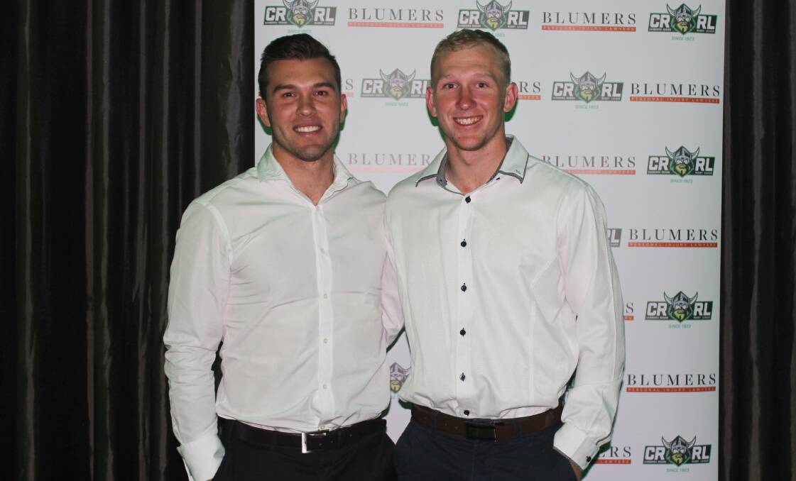 Awards night: Mitchell Cornish (left) with Nicholas at the Les McIntyre Medal awards night in August. Photo: Burney Wong. 