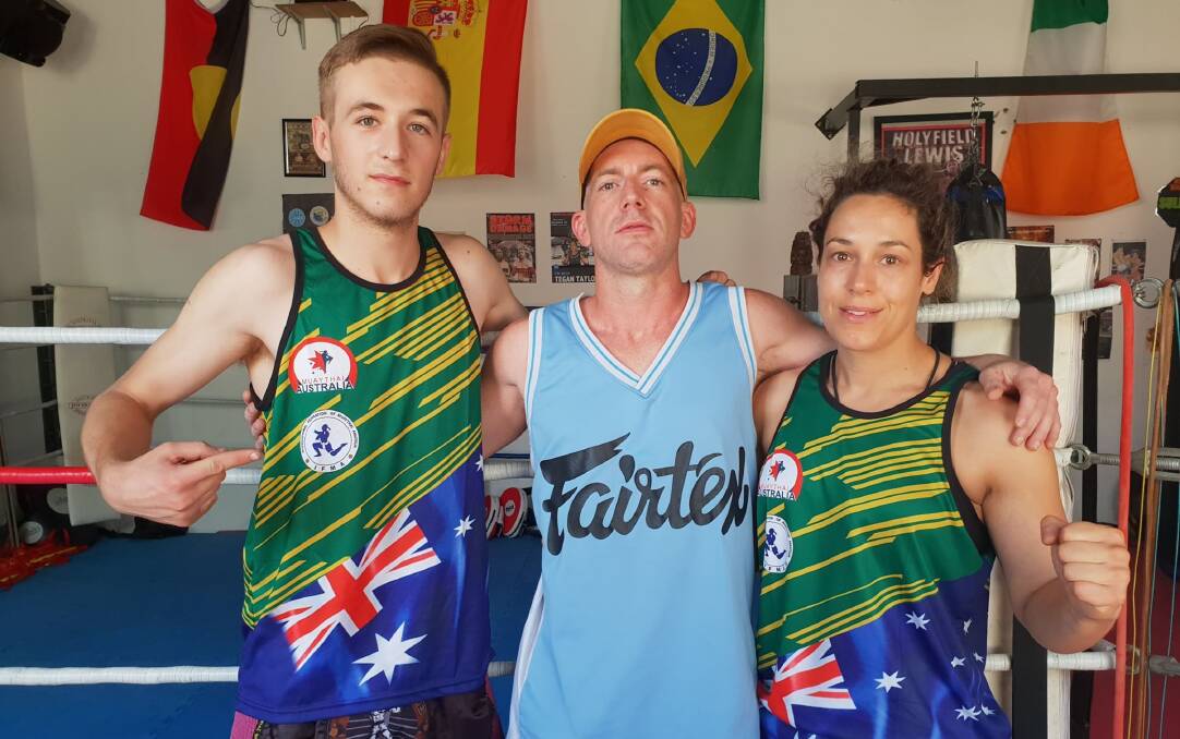 Stepping up: Jack Lambert (left) with Darcy Sullivan and Tegan Taylor after their successful Australian Championships campaign last month. Photo: Zac Lowe.