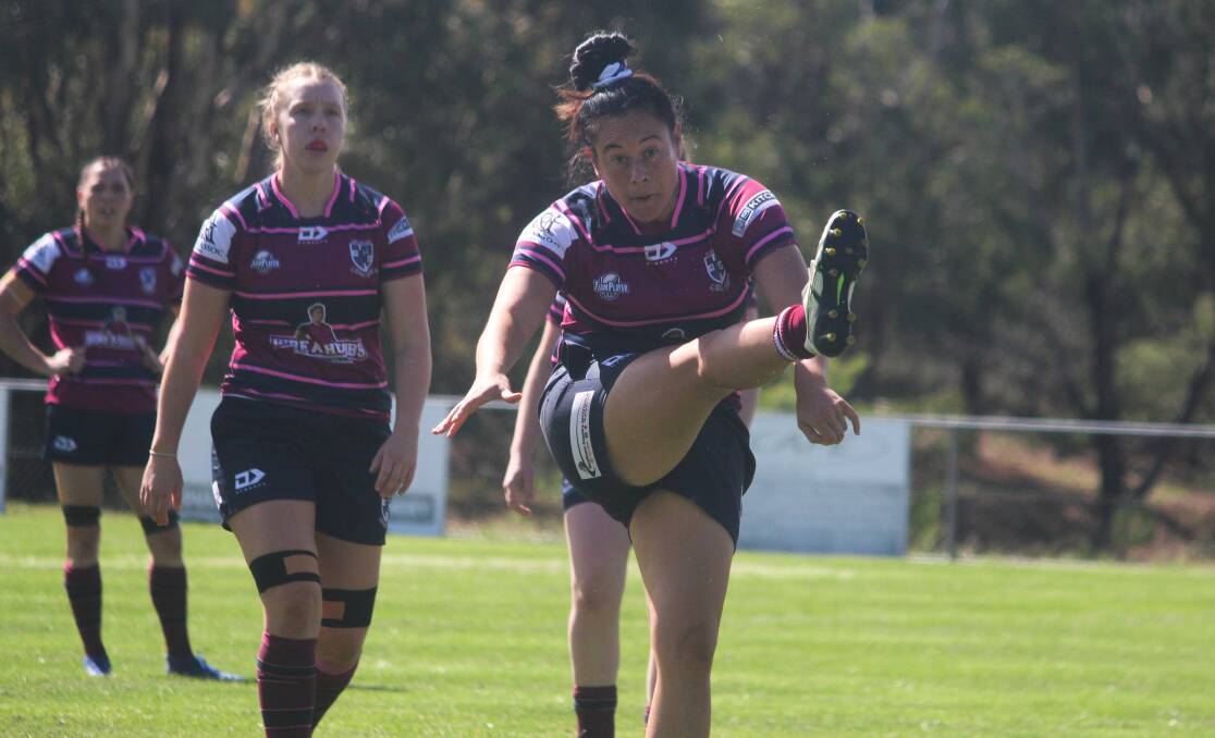 Kicking off: Ash Mewburn said the Dirty Reds women have grown in leaps and bounds over the last year. Photo: Zac Lowe.
