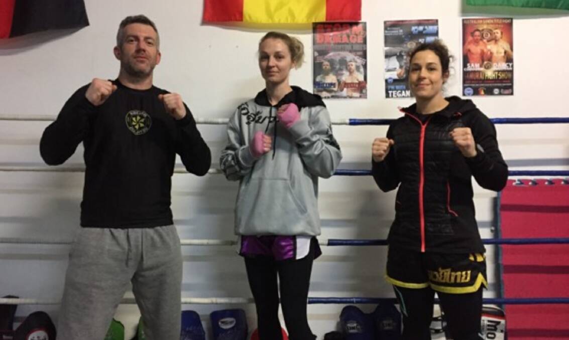Fighting fit: (from left) Darcy Sullivan, Amy Kolosque, and Tegan Taylor are looking to upend expectations in Bosnia. Photo: Zac Lowe.