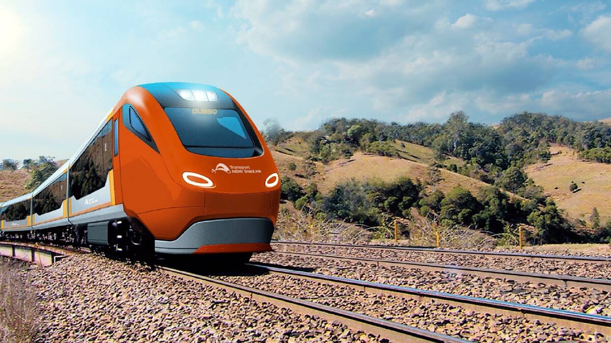 NEW XPT: An artist's impression of how the new XPT trains will look. The new fleet will be made at a Dubbo rail facility. Image supplied