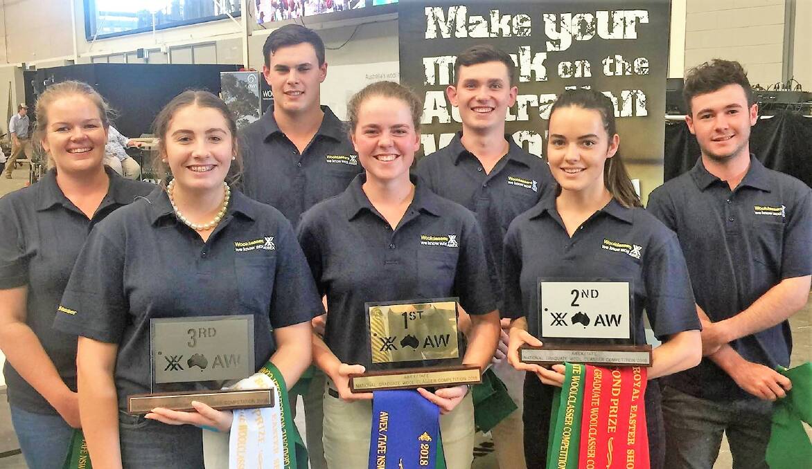 Sophie Watson (3rd), Matilda Scott (1st) and Josie Post (2nd) with Lena Price, Harry Kemp, Jack Finch and Tom Hurley. Photo supplied