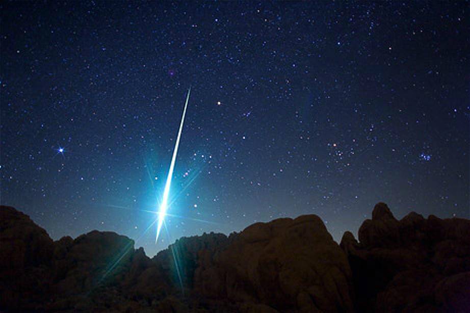 This fireball from an earlier meteor shower is one of the largest ever recorded. The friction sets them ablaze as we see them streak across the night sky – and a fireball is born! Photo: Wally Pacholka