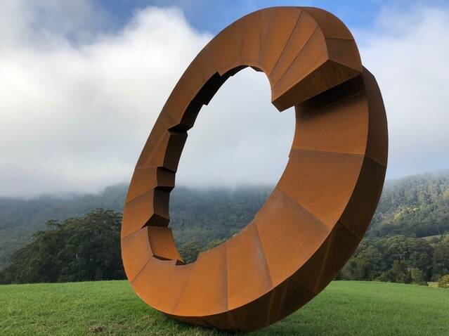 Shaped out of weathering steel, David Ball's 'Fracture' is over four metres high and will present an impressive piece on the Wollondilly River Walkway. Photo supplied