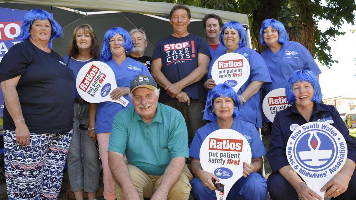 An image from a 2015 rally about nurse/patient ratios, with members and supporters of the Goulburn District Unions. Photo: Darryl Fernance