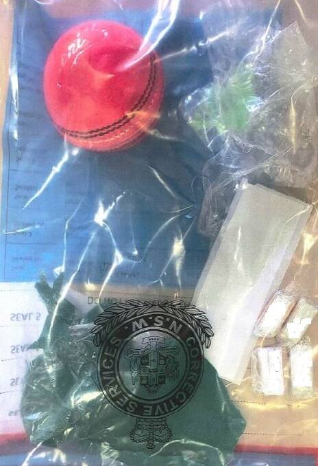 A cricket ball with drugs seized. Picture supplied by Corrective Services NSW.