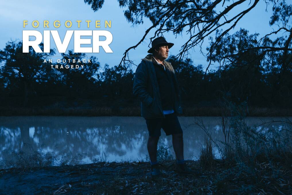 Graeme McCrabb on the banks of the Darling River, where in 2018 and 2019 millions of fish died. Picture: Dion Georgopoulos
