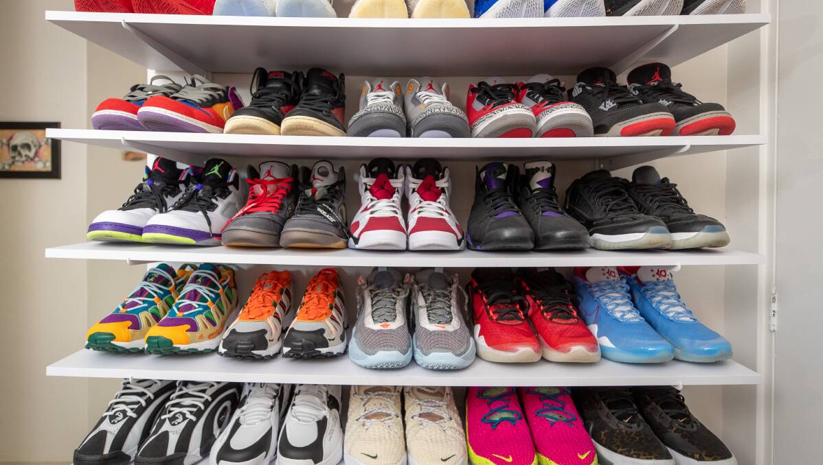 Just part of Brown's sneaker collection, which reads like a history of major moments in the culture. Photos: Adam McLean