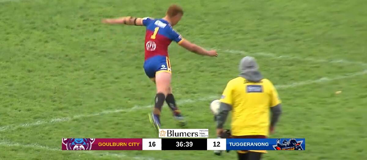 Goulburn's Thomas Harmer kicked a freakish goal on the weekend. Picture: BarTV Sports
