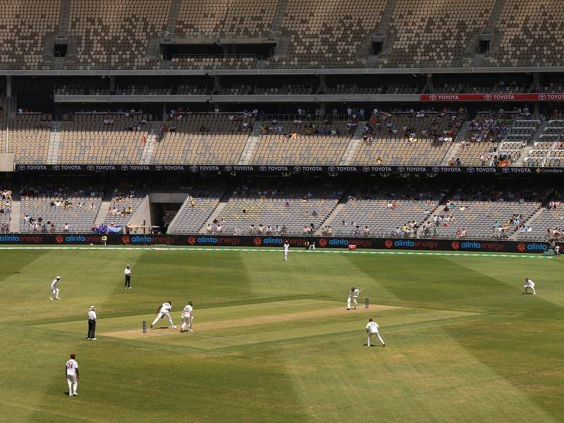 There was a sparse crowd at Perth's Optus Stadium for day one of the first West Indies Test. (Richard Wainwright/AAP PHOTOS)