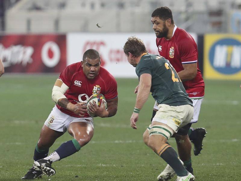 British & Irish Lion Kyle Sinckler, here charging in the second Test, has been cited for biting.
