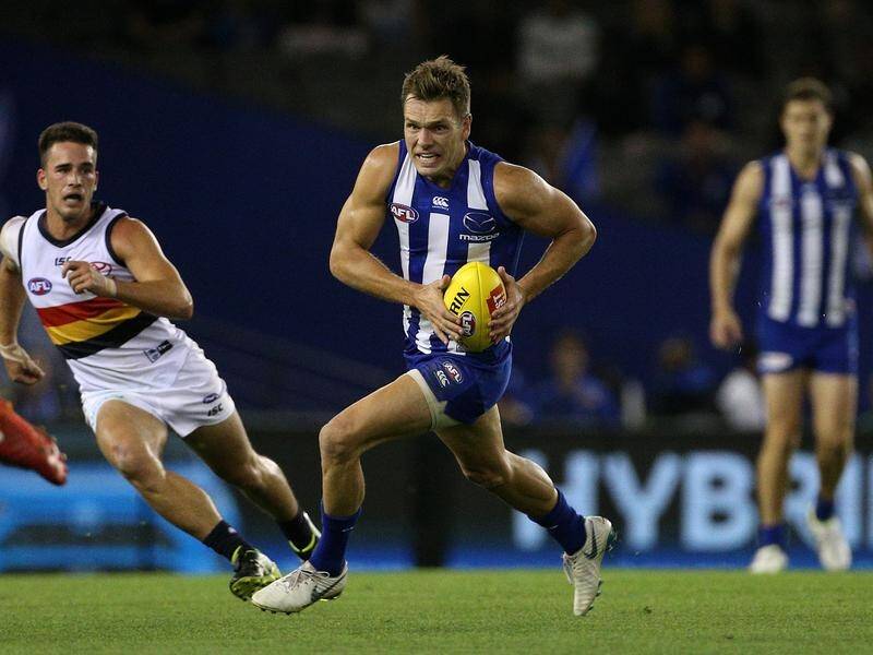 North Melbourne's Shaun Higgins (C) seems to be getting better with age after a superb month of AFL.