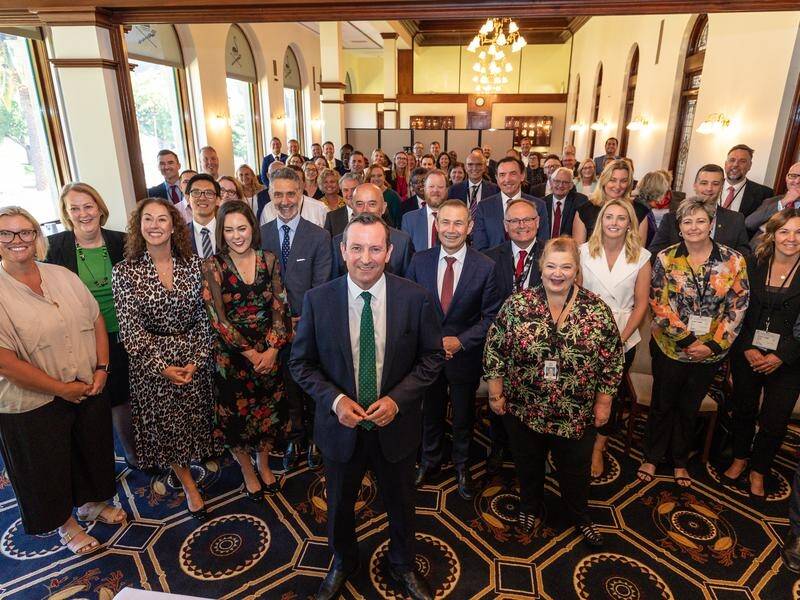 Premier Mark McGowan (front) and WA's newly elected members will convene on April 29.