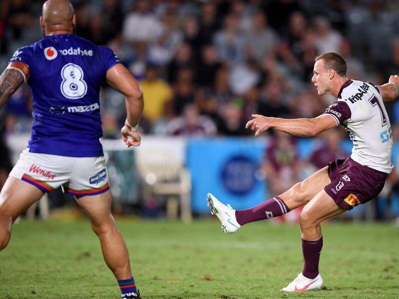 Daly Cherry-Evans' field goal secured Manly's first win of the NRL season against the Warriors.