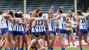 North's AFLW players are trying to become the club's first premiership-winning team this century. (Rob Prezioso/AAP PHOTOS)