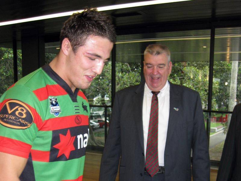 Former Rabbitohs employees Sam Burgess (L) and Shane Richardson have reportedly had a falling out.
