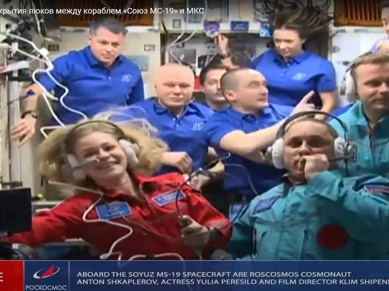 Actress Yulia Peresild, cosmonaut Anton Shkaplerov and film director Klim Shipenko are on the ISS.