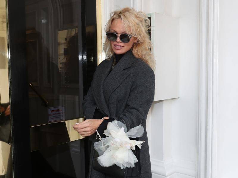 Pamela Anderson (file) has again visited Julian Assange in London as he fights a UK arrest warrant.