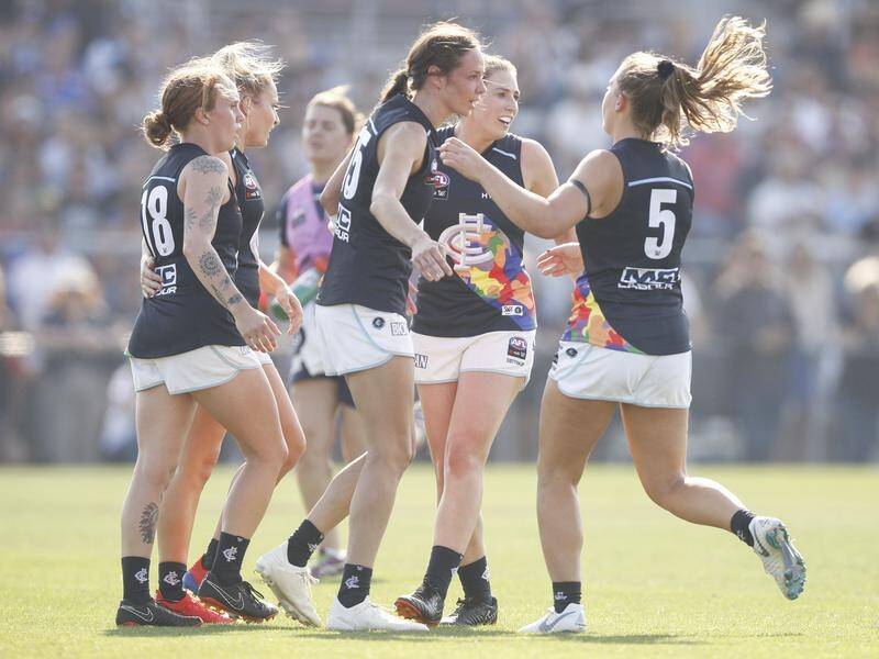 Carlton have finished the AFLW regular season with a three-point win over the Western Bulldogs.