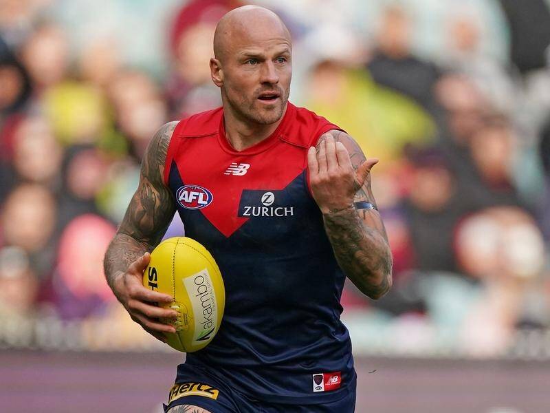 Nathan Jones has played 302 AFL games for Melbourne but won't feature in the 2021 grand final.