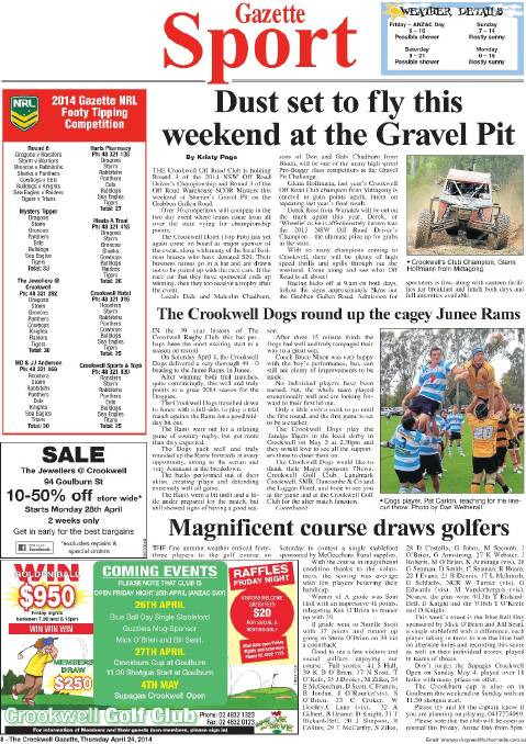 Crookwell Gazette front and back pages 2014 | January - April