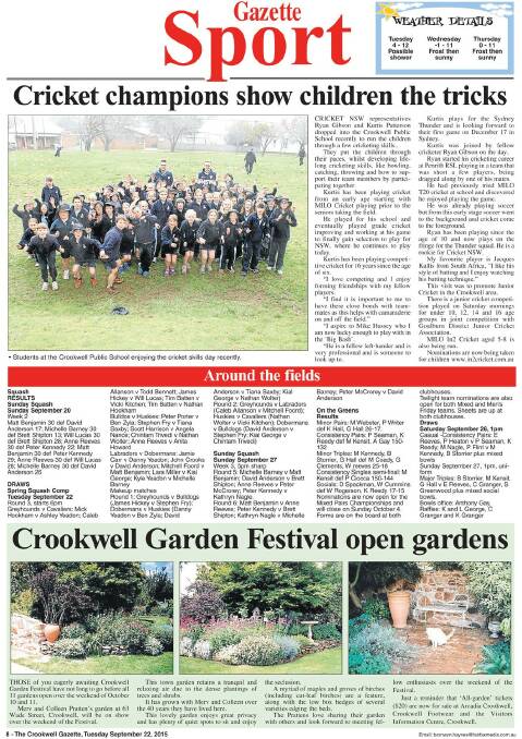 Crookwell Gazette: Front & Back Pages | July - December 2015