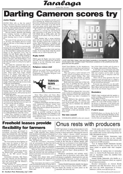 FLASHBACK EDITION: Goulburn Post, Wednesday July 7, 2004
