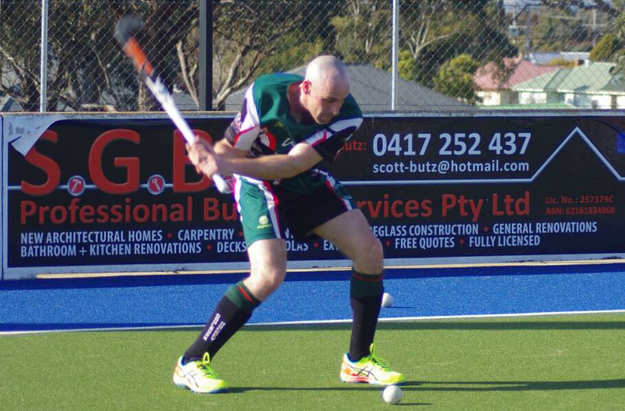 Glenn Turner, who joins Andrew Charter from Canberra in the Hockey India League starting today, pictured playing for Goulburn during the 2015 Capital League competition.  Photo by Darryl Fernance.