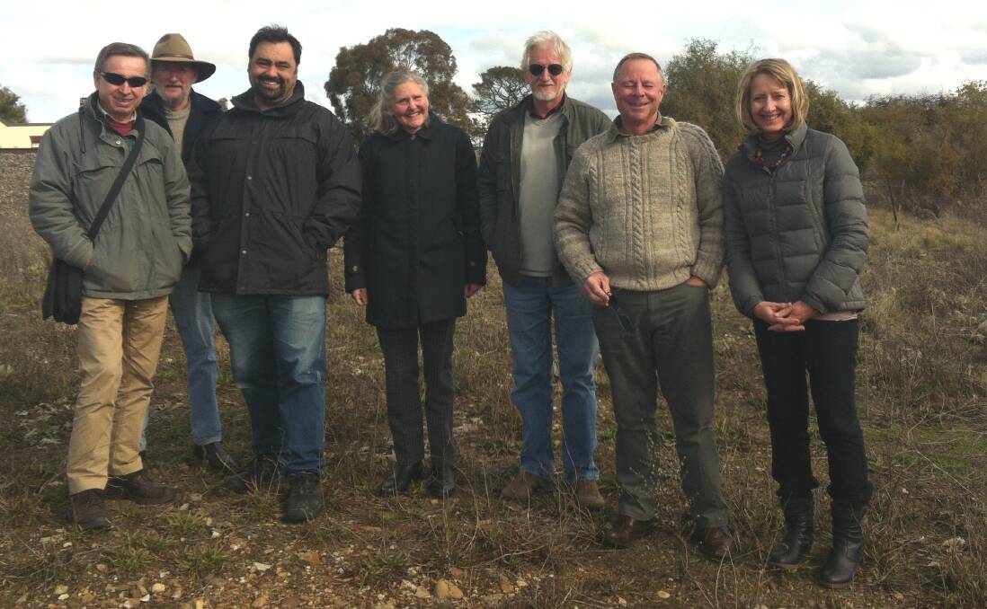  SOLAR SITE: At the proposed community solar farm site recently were Peter Fraser, Bill Wilkes, Alex Ferrara, Sonia Smythe, Office of Environment and Heritage representative Mark Fleming, Ed Suttle and Mhairi Fraser.