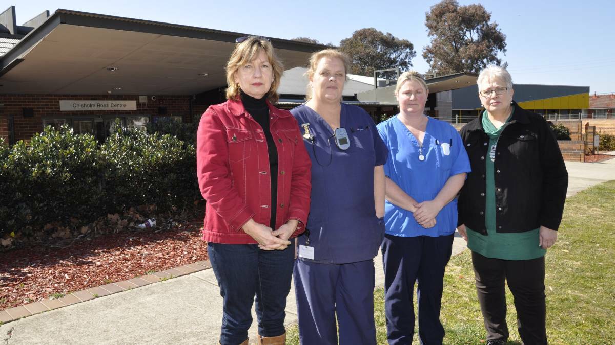 TIME TO ACT: Goulburn members of the NSW Nurses and Midwives Association Anna Wurth, Corinne Frendo, Deidre Murdoch and Rosemary Durbidge (Goulburn Base Hospital branch president) are protesting against staff shortages at the Chisholm Ross Centre.
